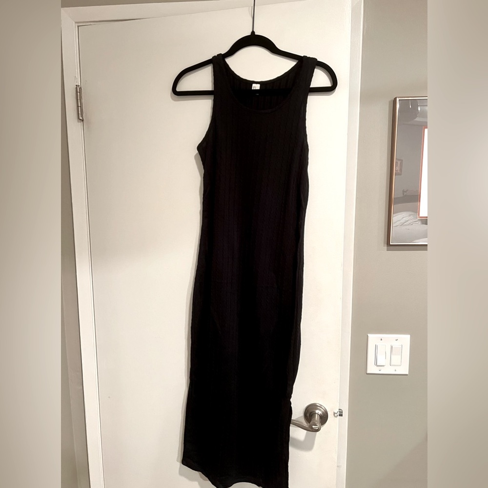 Black poshdivah ribbed maternity dress size small - brand new